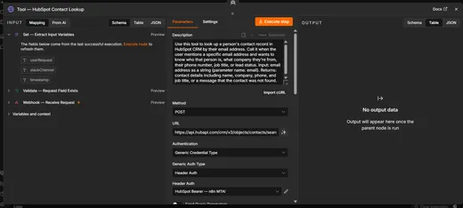 n8n Multi-Tool AI Agent — tool descriptions