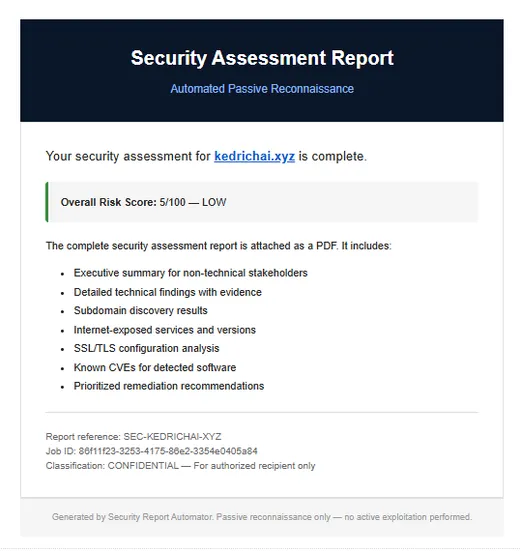 Security Report Automator — report in the inbox