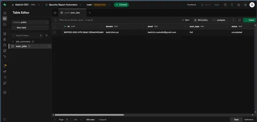 Security Report Automator — Supabase run log