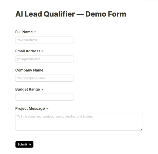 AI Lead Qualifier — intake form