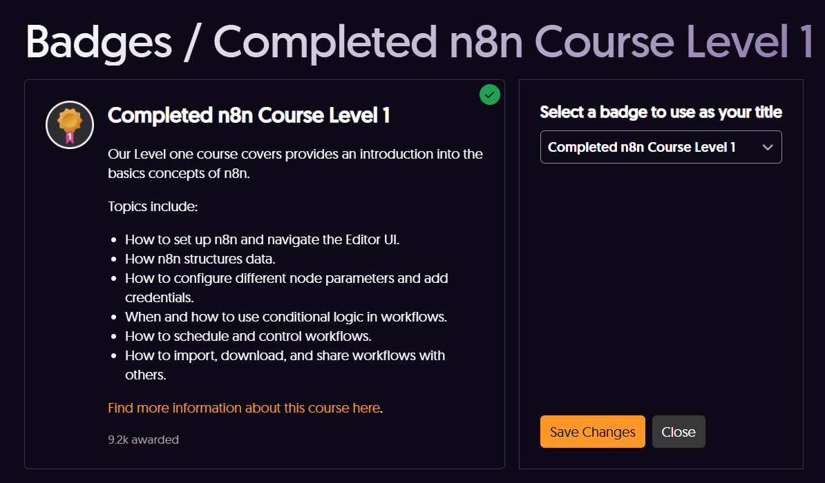 n8n Level 1 certificate