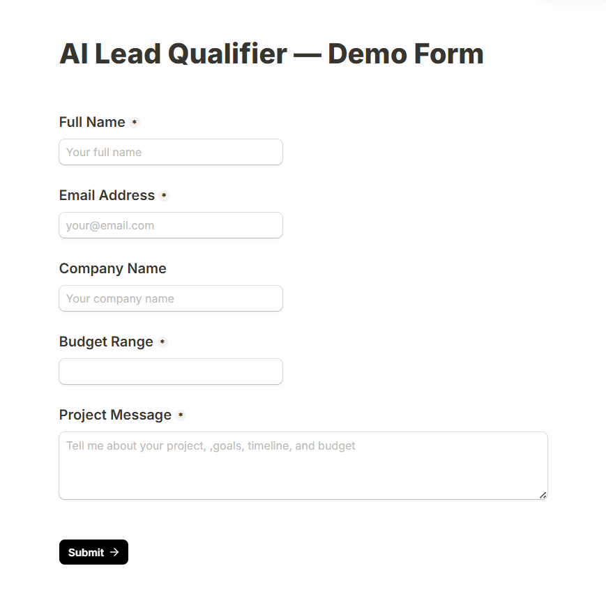 Tally lead intake form